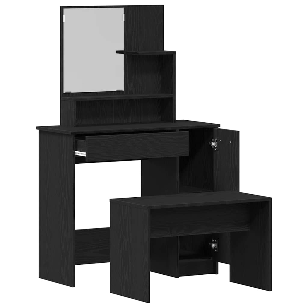 vidaXL Dressing Table Set 2 pcs Black Oak 86.5 x 35 x 136 cm 5