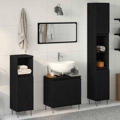 vidaXL Bathroom Furniture Set 3 pcs Black Oak 1