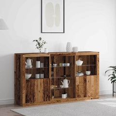 Sideboard with LED Lights 181,5x37x100 cm Old wood