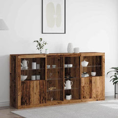 Sideboard with LED Lights 202x37x100 cm Old wood
