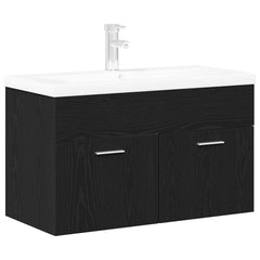 vidaXL Bathroom Cabinet Black Oak 90 x 38.5 x 46 cm Engineered Wood 2