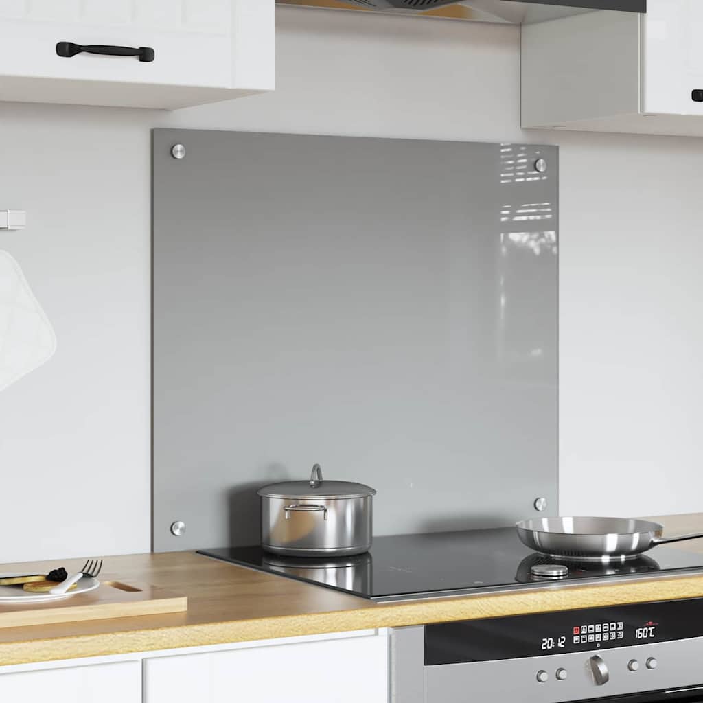 vidaXL Kitchen Backsplash Light Grey 70 x 60 cm Tempered Glass 3