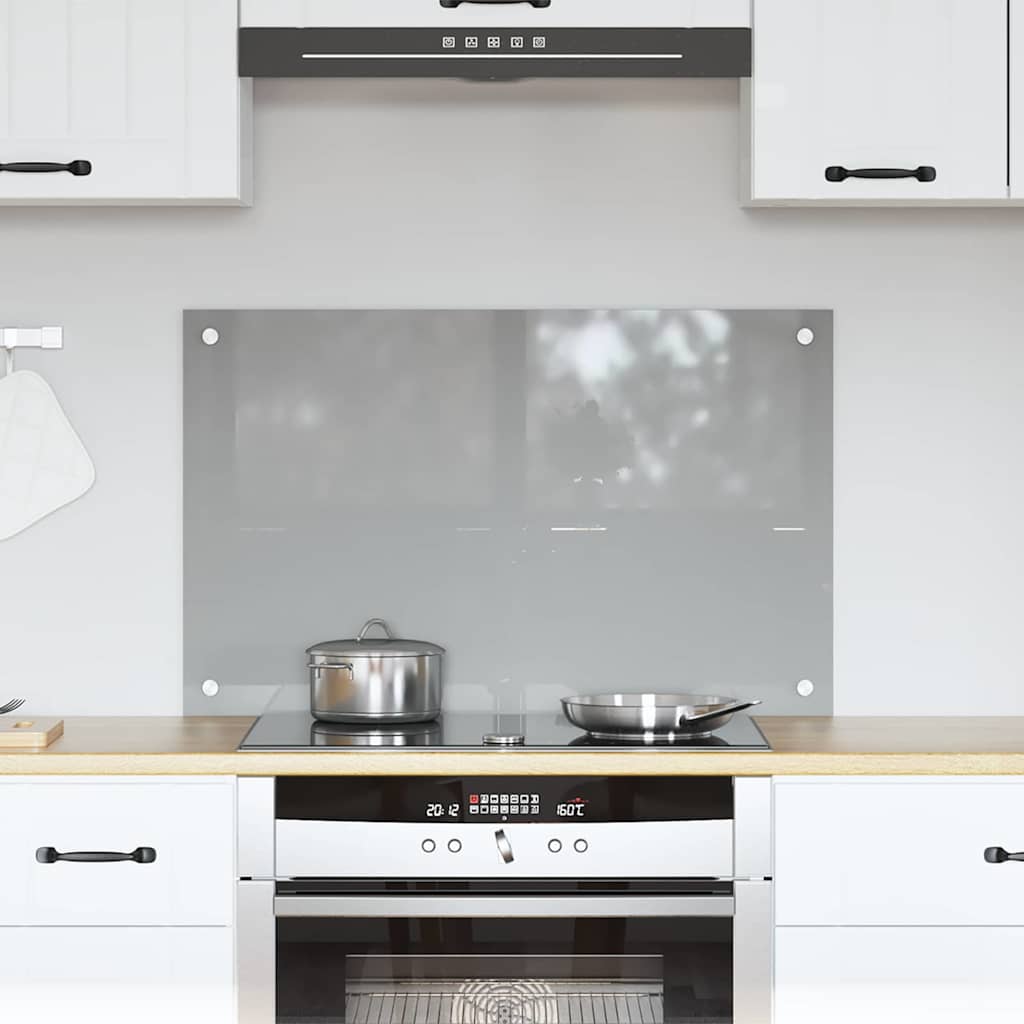 vidaXL Kitchen Backsplash Light Grey 80 x 50 cm Tempered Glass 1
