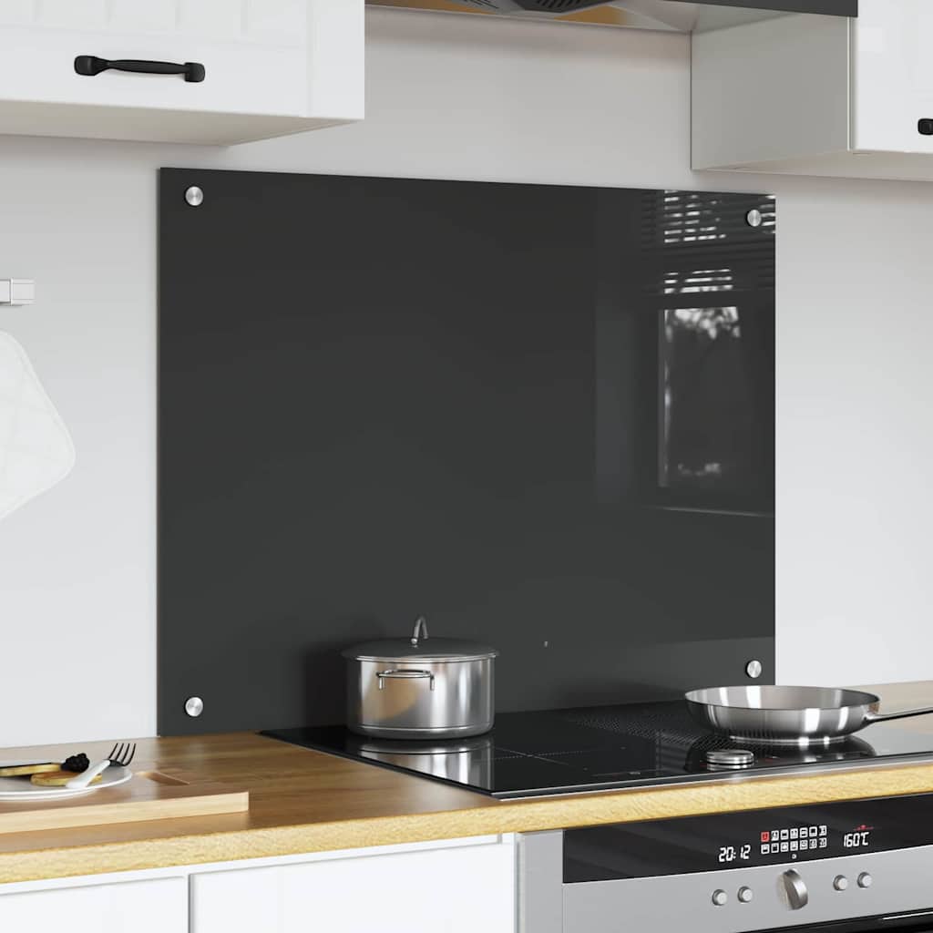 vidaXL Kitchen Backsplash Dark Grey 80 x 60 cm Tempered Glass 3
