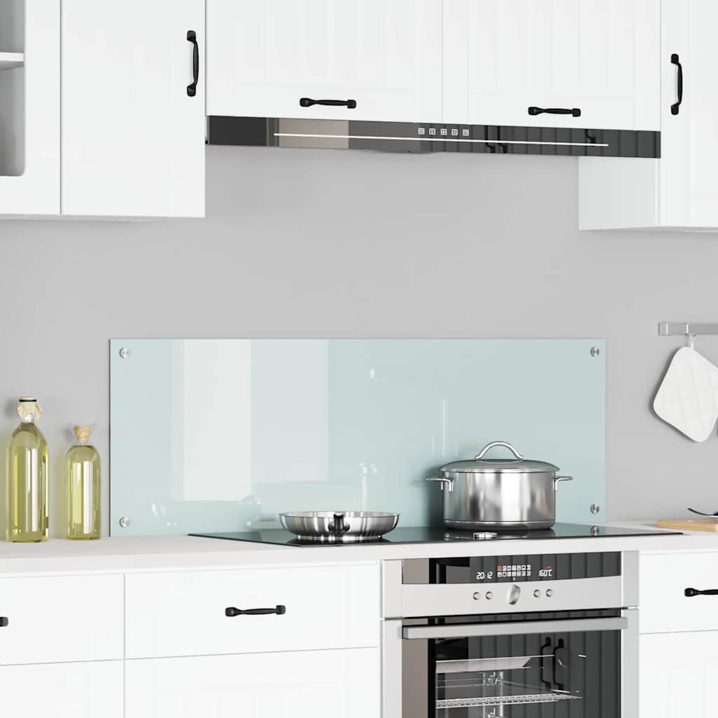 Kitchen Backsplash 110 x 40 cm Tempered Glass White 120 cm