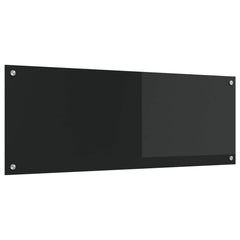 Kitchen Backsplash 70x40 cm Tempered Glass Black 110 cm