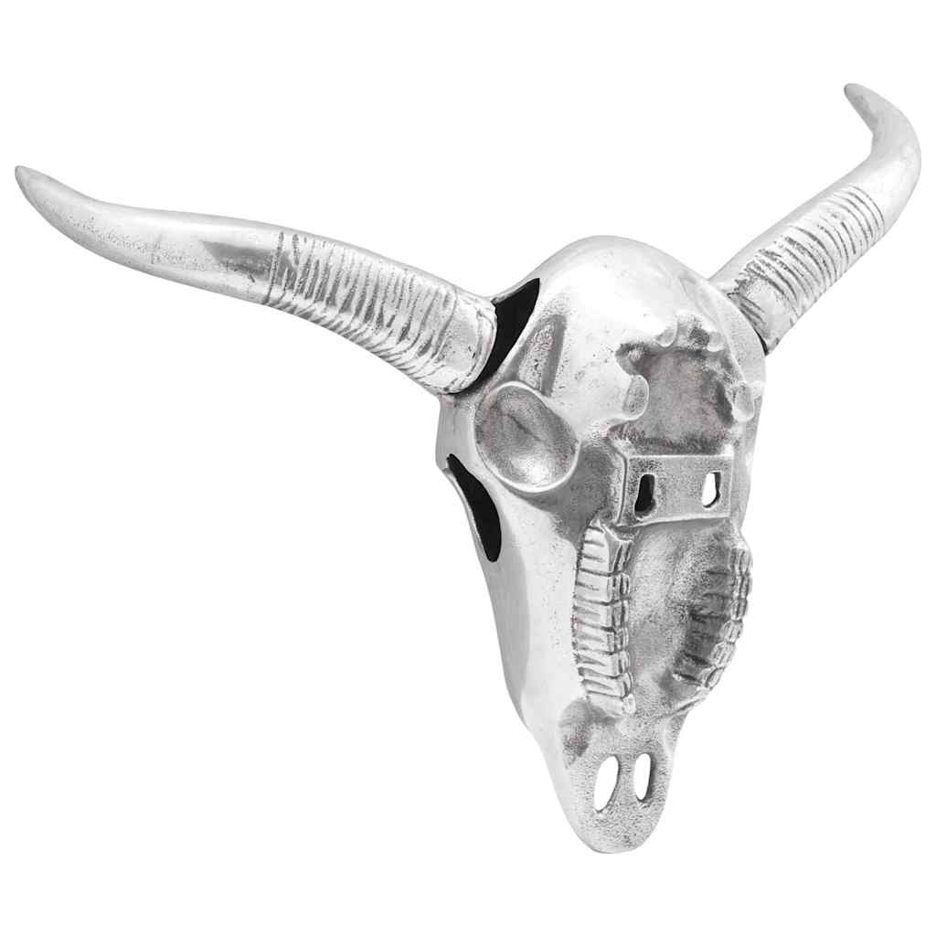 vidaXL Bull Skull Silver 34 x 13 x 53 cm Aluminium 2