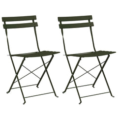 vidaXL Garden Folding Chair 2 pcs Green Metal 2