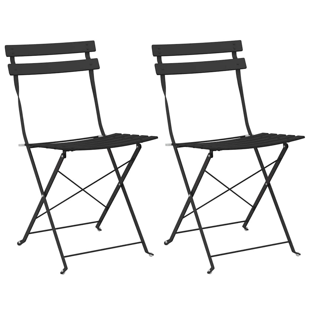 vidaXL Garden Folding Chair 2 pcs Anthracite Metal 2
