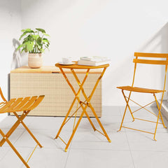 vidaXL Bistro Table Folding Mustard Ø 50 x 71 cm Powder-coated Steel 1