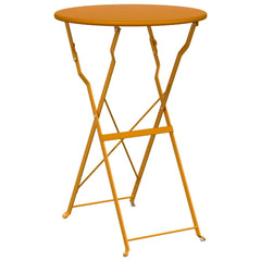 vidaXL Bistro Table Folding Mustard Ø 50 x 71 cm Powder-coated Steel 2