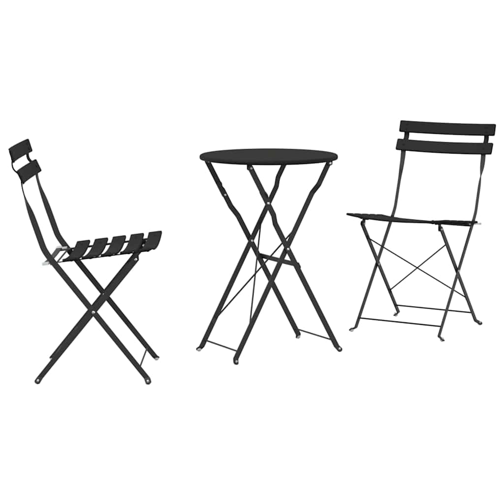 Folding Bistro Set 3 pcs Steel Anthracite