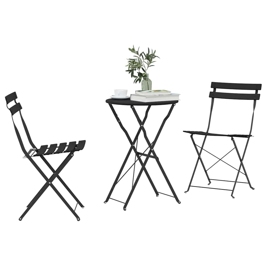 Folding Bistro Set 3 pcs Steel Anthracite
