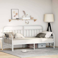 Daybed Frame White Powder-Coated Steel Trundle