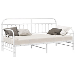 Daybed Frame White Powder-Coated Steel with Trundle 90 cm 190 cm