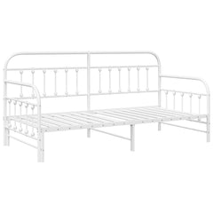 Daybed Frame White Powder-Coated Steel with Trundle 90 cm 190 cm