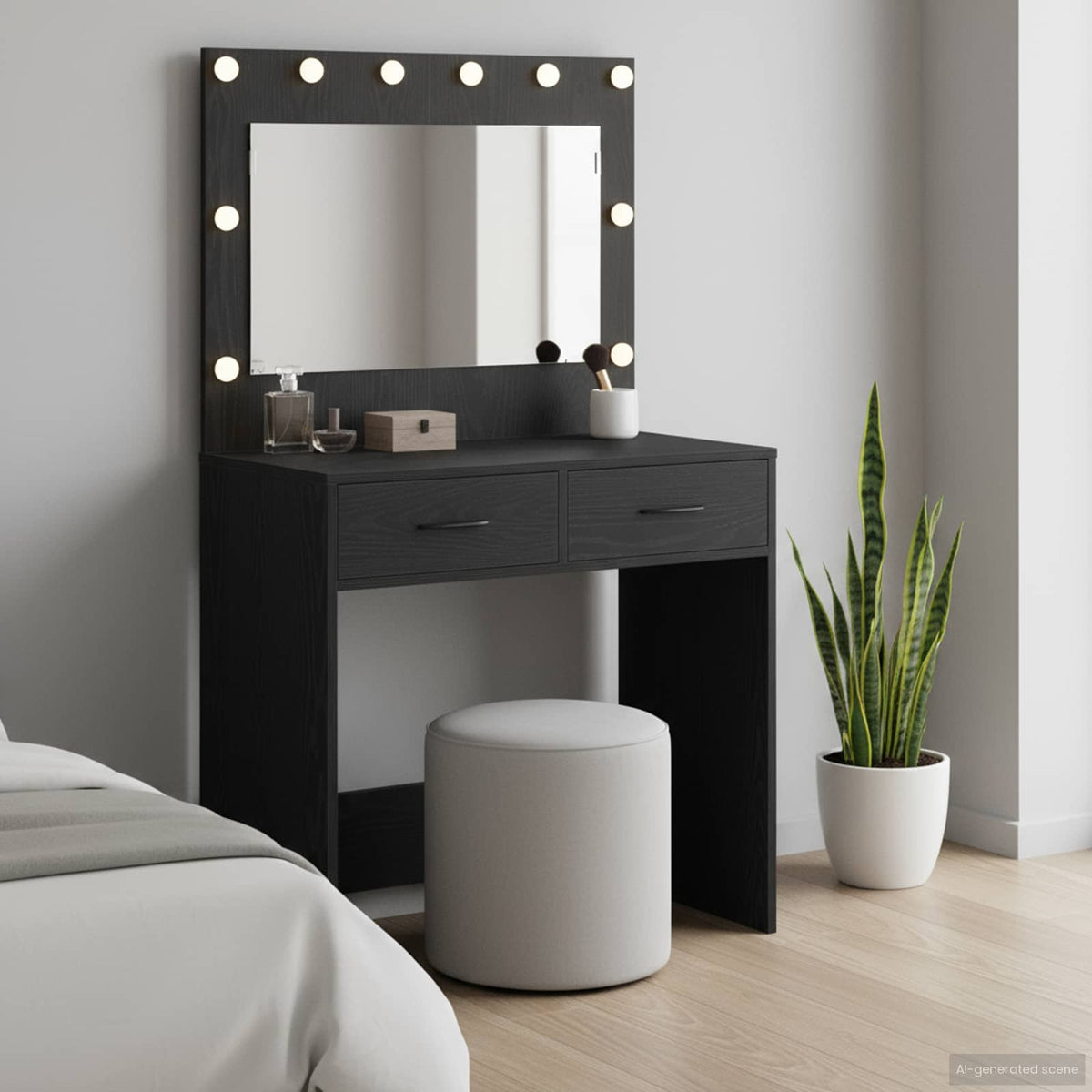 vidaXL Dressing Table Black Oak 78.5 x 41 x 135 cm Engineered Wood 1