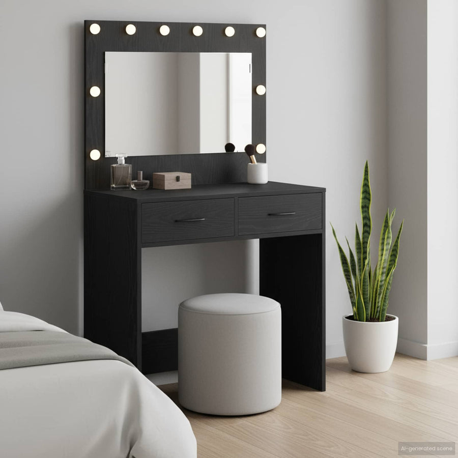 vidaXL Dressing Table Black Oak 78.5 x 41 x 135 cm Engineered Wood 1