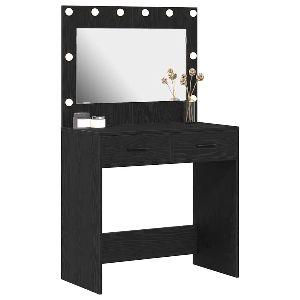 vidaXL Dressing Table Black Oak 78.5 x 41 x 135 cm Engineered Wood 3