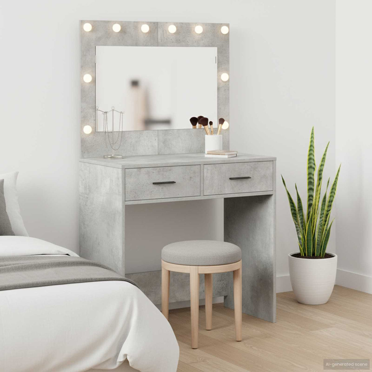 vidaXL Dressing Table Concrete Grey 78.5 x 41 x 135 cm Engineered Wood 1