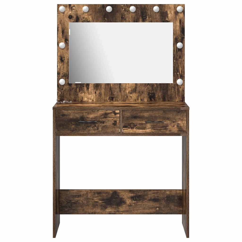 vidaXL Dressing Table Smoked Oak 78.5 x 41 x 135 cm Engineered Wood 5