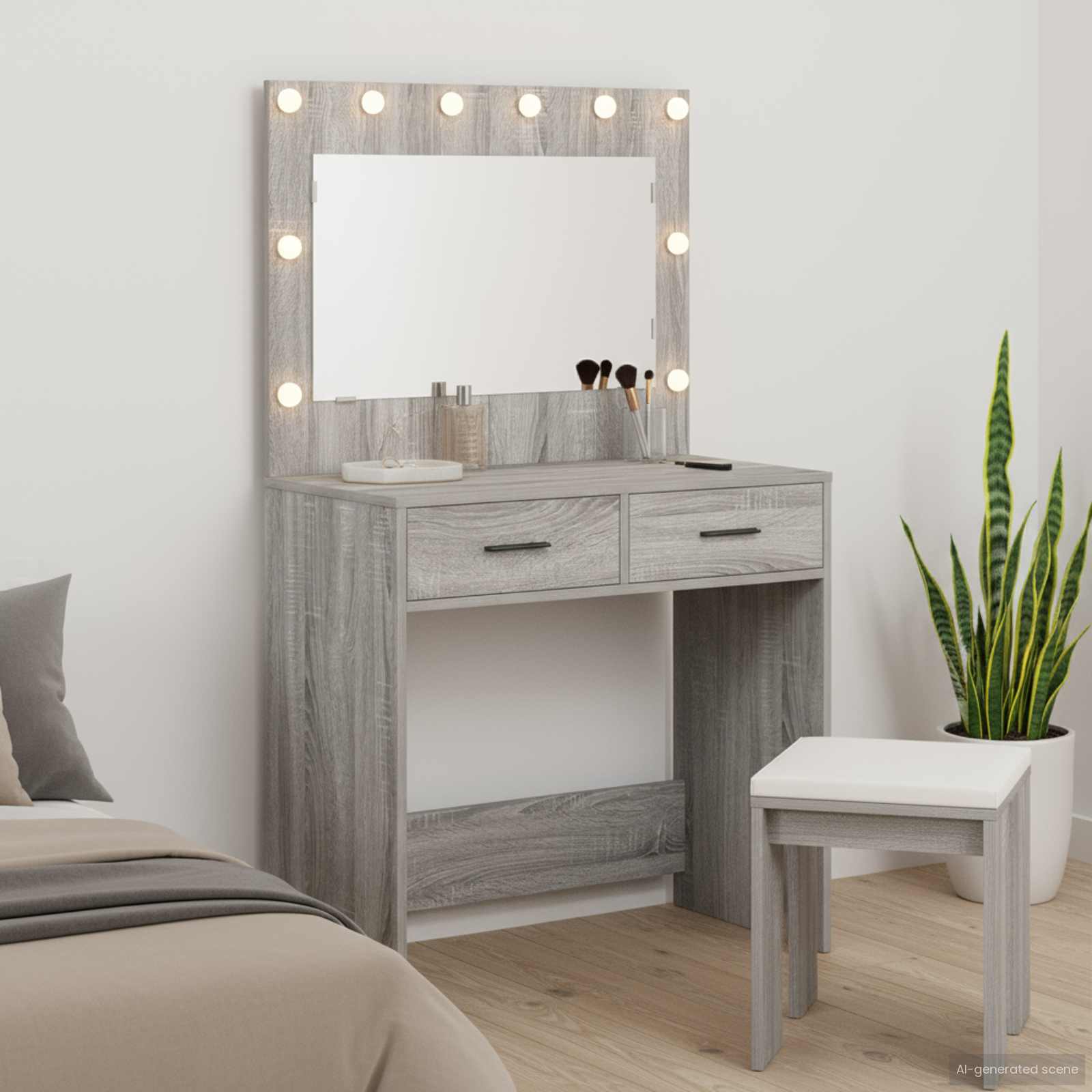vidaXL Dressing Table Grey Sonoma 78.5 x 41 x 135 cm Engineered Wood 1