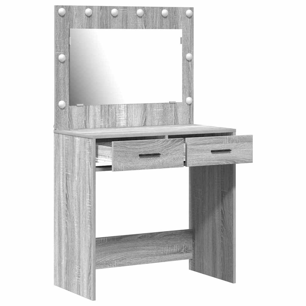 vidaXL Dressing Table Grey Sonoma 78.5 x 41 x 135 cm Engineered Wood 4