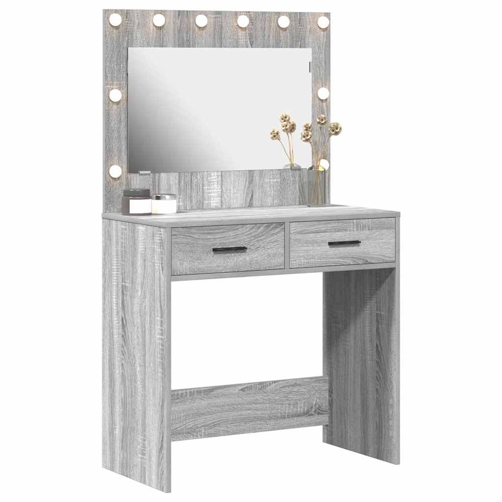 vidaXL Dressing Table Grey Sonoma 78.5 x 41 x 135 cm Engineered Wood 3