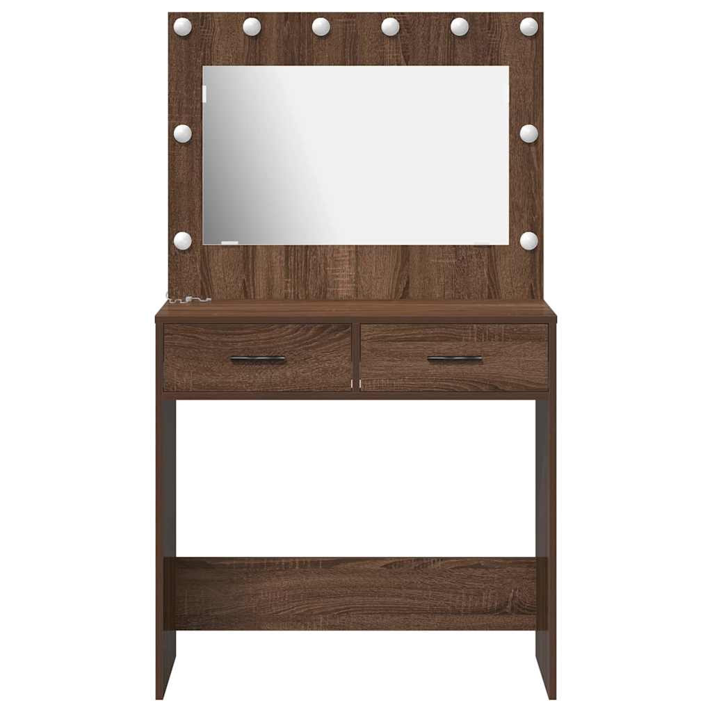 vidaXL Dressing Table Brown Oak 78.5 x 41 x 135 cm Engineered Wood 5