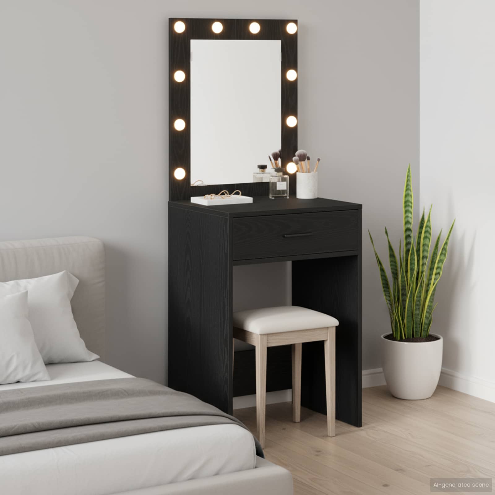 vidaXL Dressing Table Black Oak 50 x 41 x 135 cm Engineered Wood 1