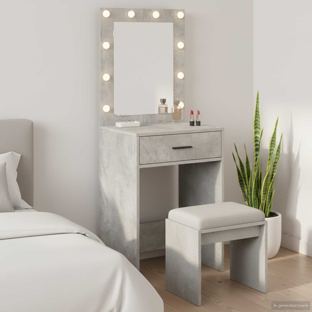 vidaXL Dressing Table Concrete Grey 50 x 41 x 135 cm Engineered Wood 1