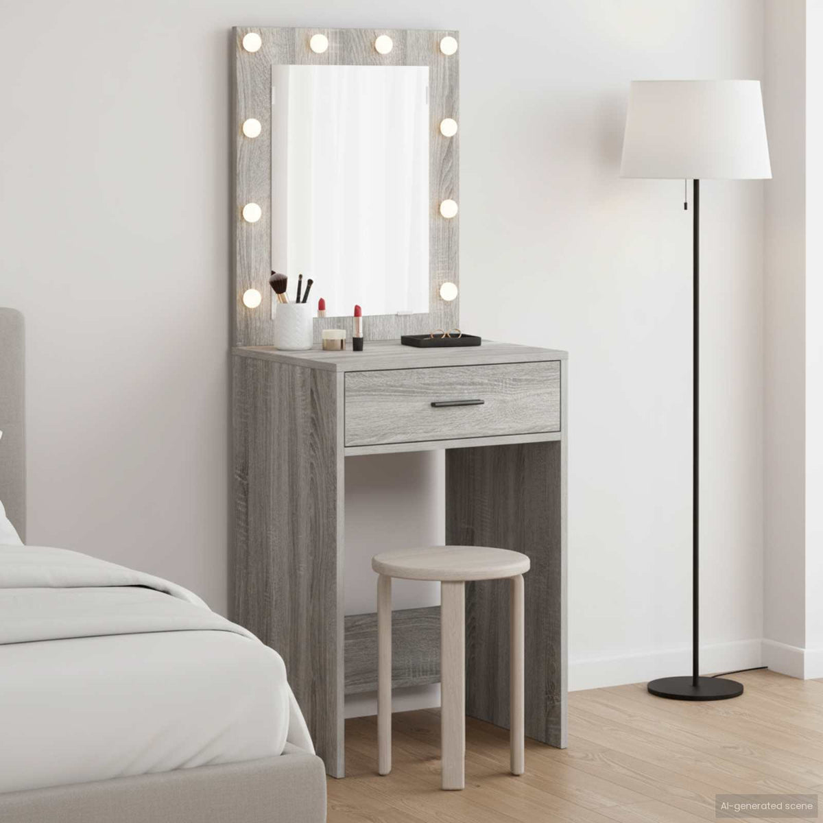 vidaXL Dressing Table Grey Sonoma 50 x 41 x 135 cm Engineered Wood 1