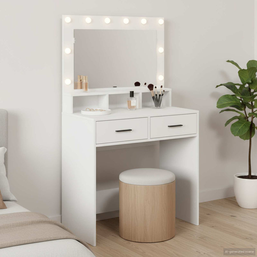 vidaXL Dressing Table White 79 x 41 x 135 cm Engineered Wood 1