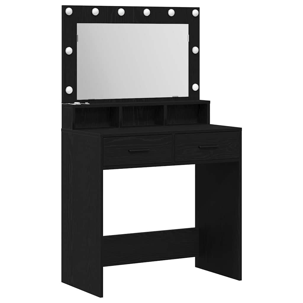 vidaXL Dressing Table Black Oak 79 x 41 x 135 cm Engineered Wood 2