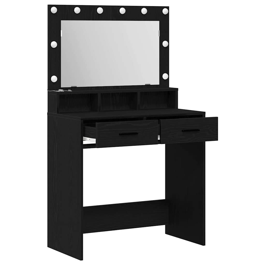 vidaXL Dressing Table Black Oak 79 x 41 x 135 cm Engineered Wood 4