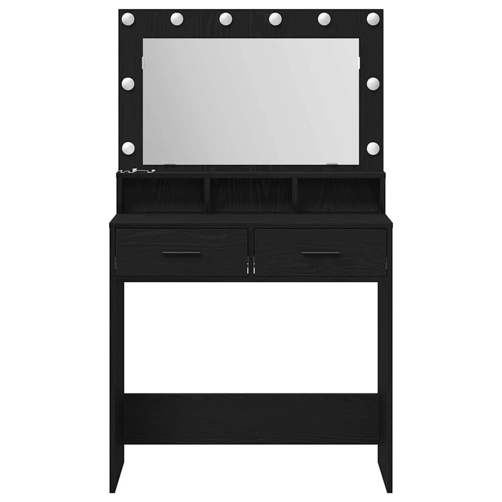 vidaXL Dressing Table Black Oak 79 x 41 x 135 cm Engineered Wood 5