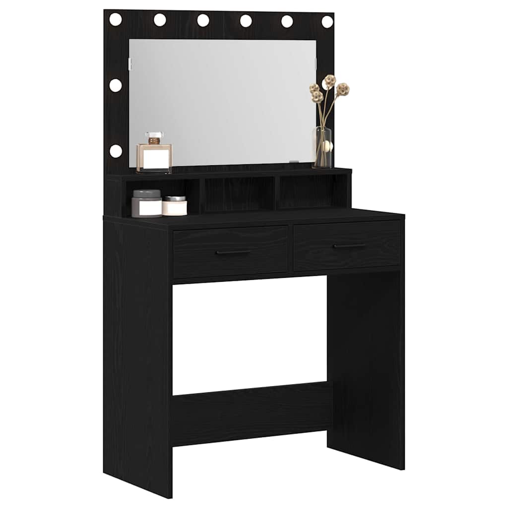 vidaXL Dressing Table Black Oak 79 x 41 x 135 cm Engineered Wood 3