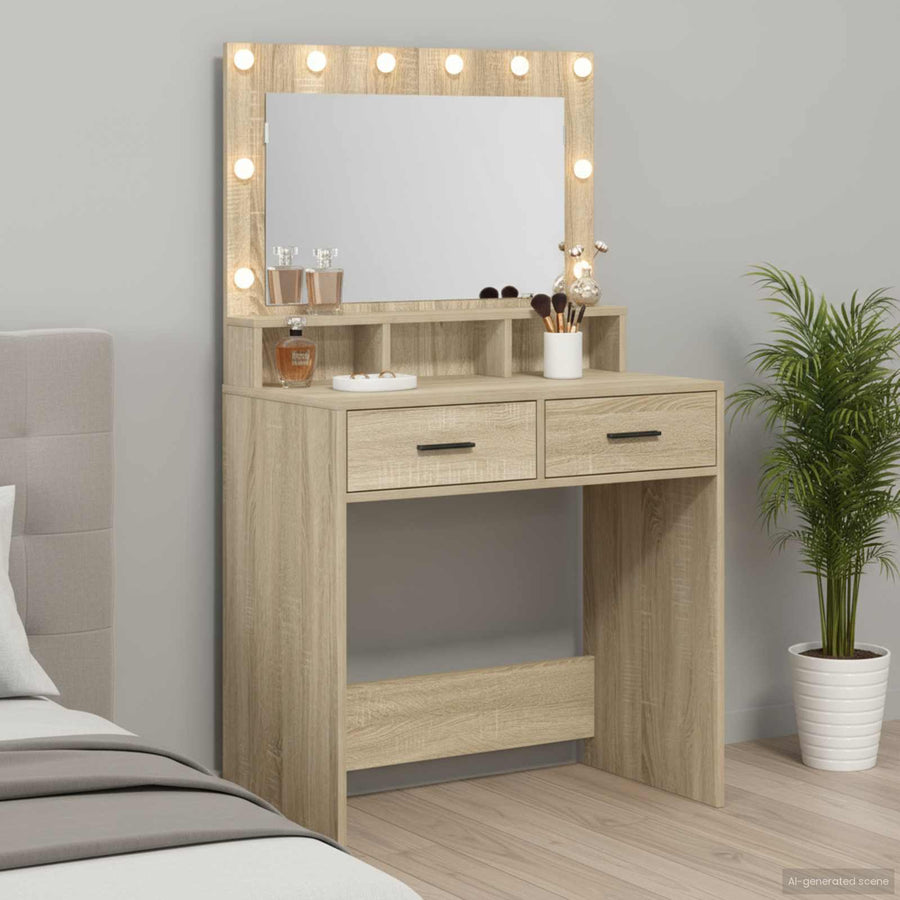 vidaXL Dressing Table Sonoma Oak 79 x 41 x 135 cm Engineered Wood 1