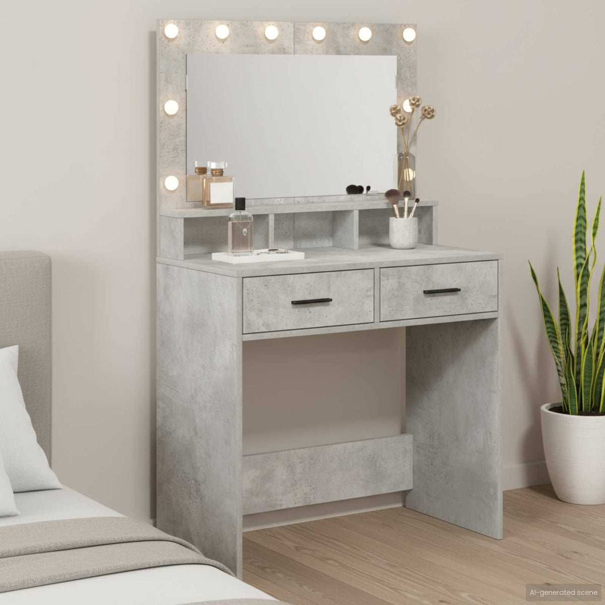 vidaXL Dressing Table Concrete Grey 79 x 41 x 135 cm Engineered Wood 1