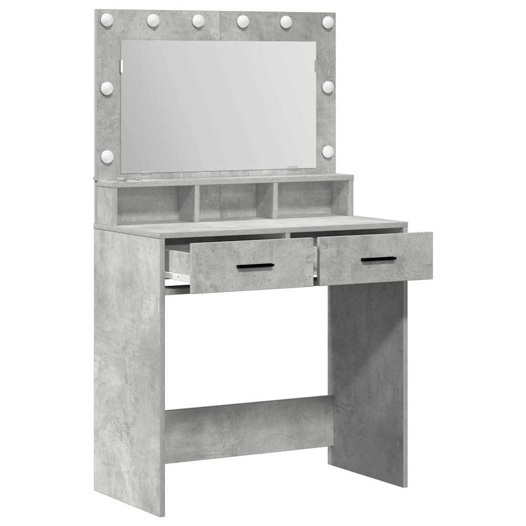 vidaXL Dressing Table Concrete Grey 79 x 41 x 135 cm Engineered Wood 4