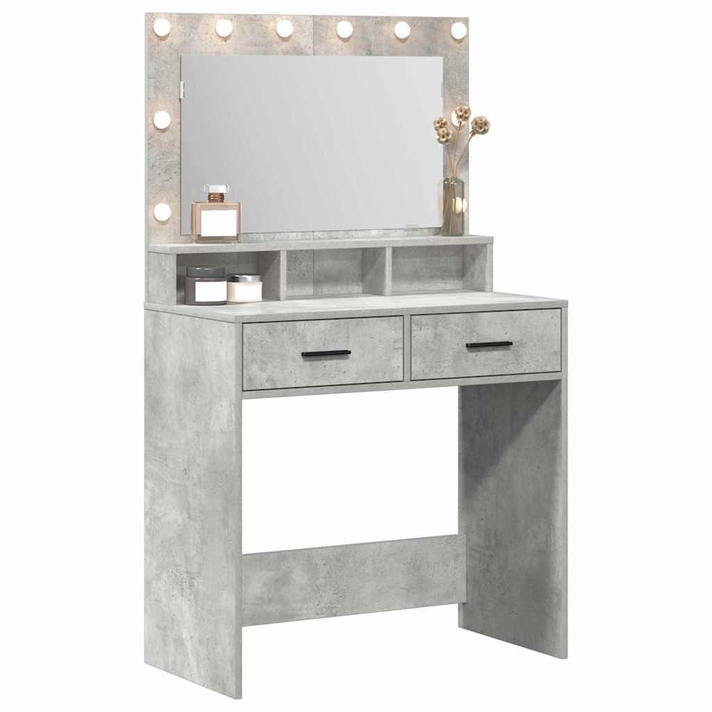 vidaXL Dressing Table Concrete Grey 79 x 41 x 135 cm Engineered Wood 3