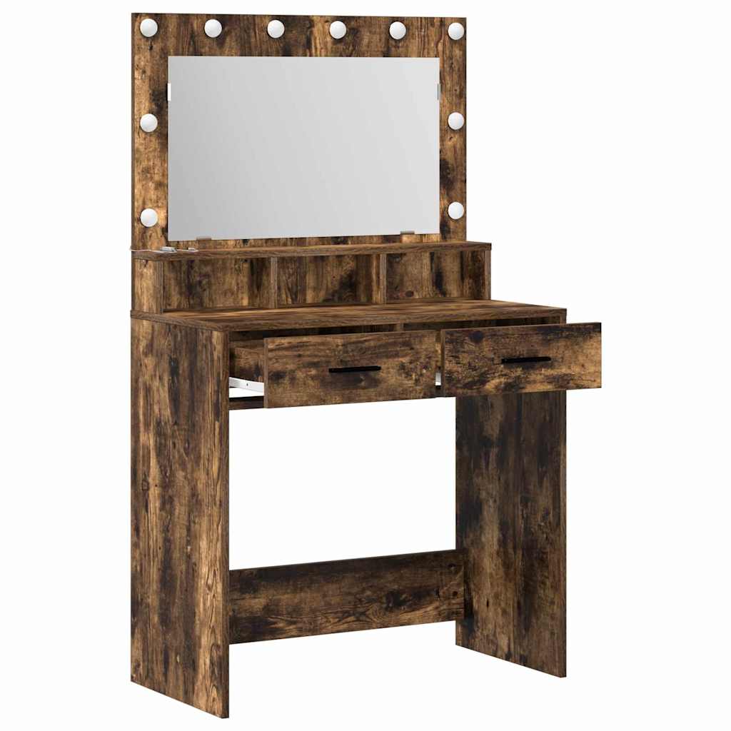vidaXL Dressing Table Smoked Oak 79 x 41 x 135 cm Engineered Wood 4