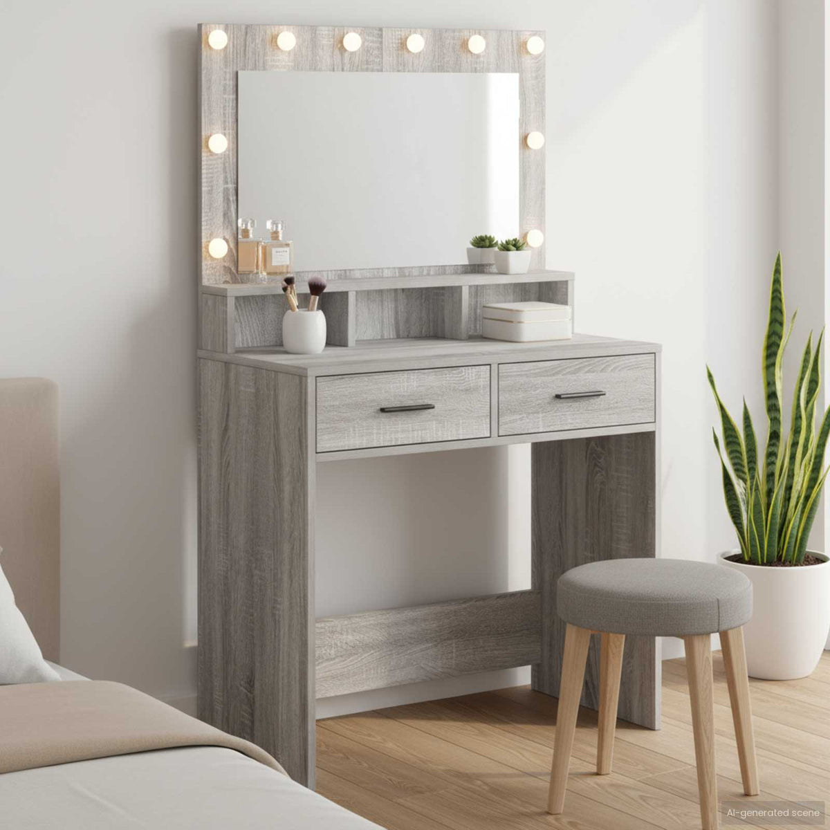 vidaXL Dressing Table Grey Sonoma 79 x 41 x 135 cm Engineered Wood 1