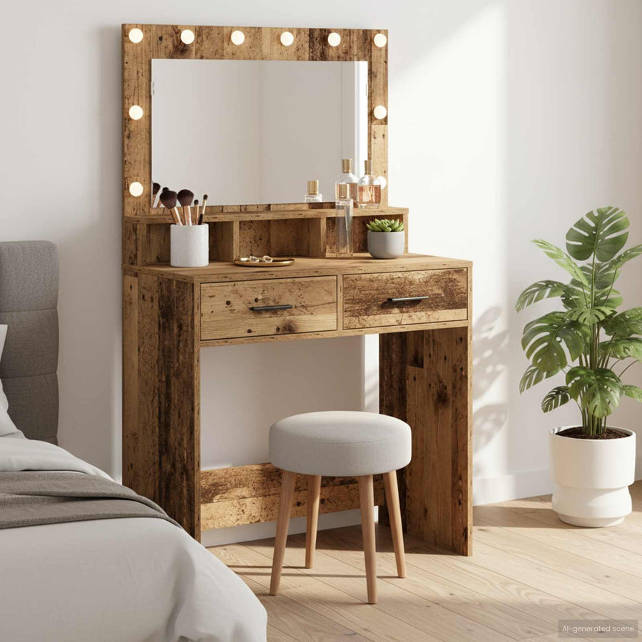 vidaXL Dressing Table Old Wood 79 x 41 x 135 cm Engineered Wood 1