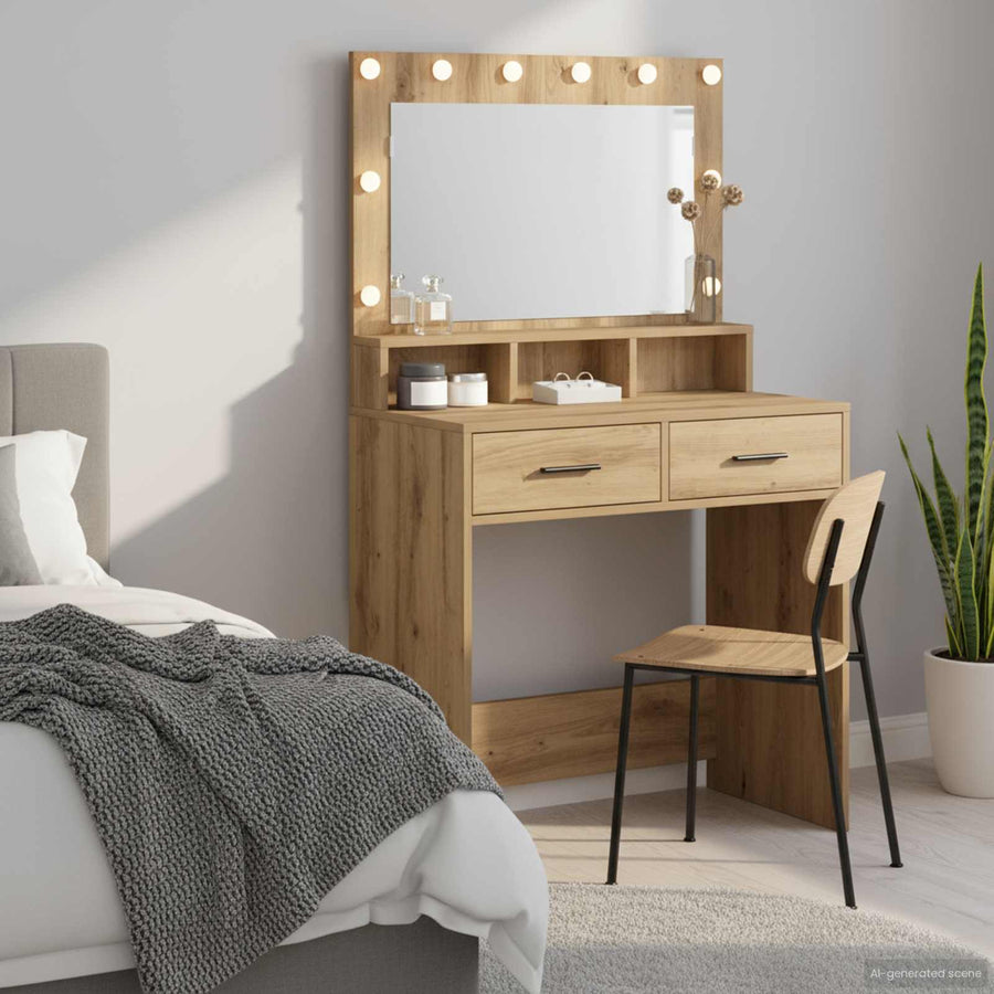 vidaXL Dressing Table Artisan Oak 79 x 41 x 135 cm Engineered Wood 1
