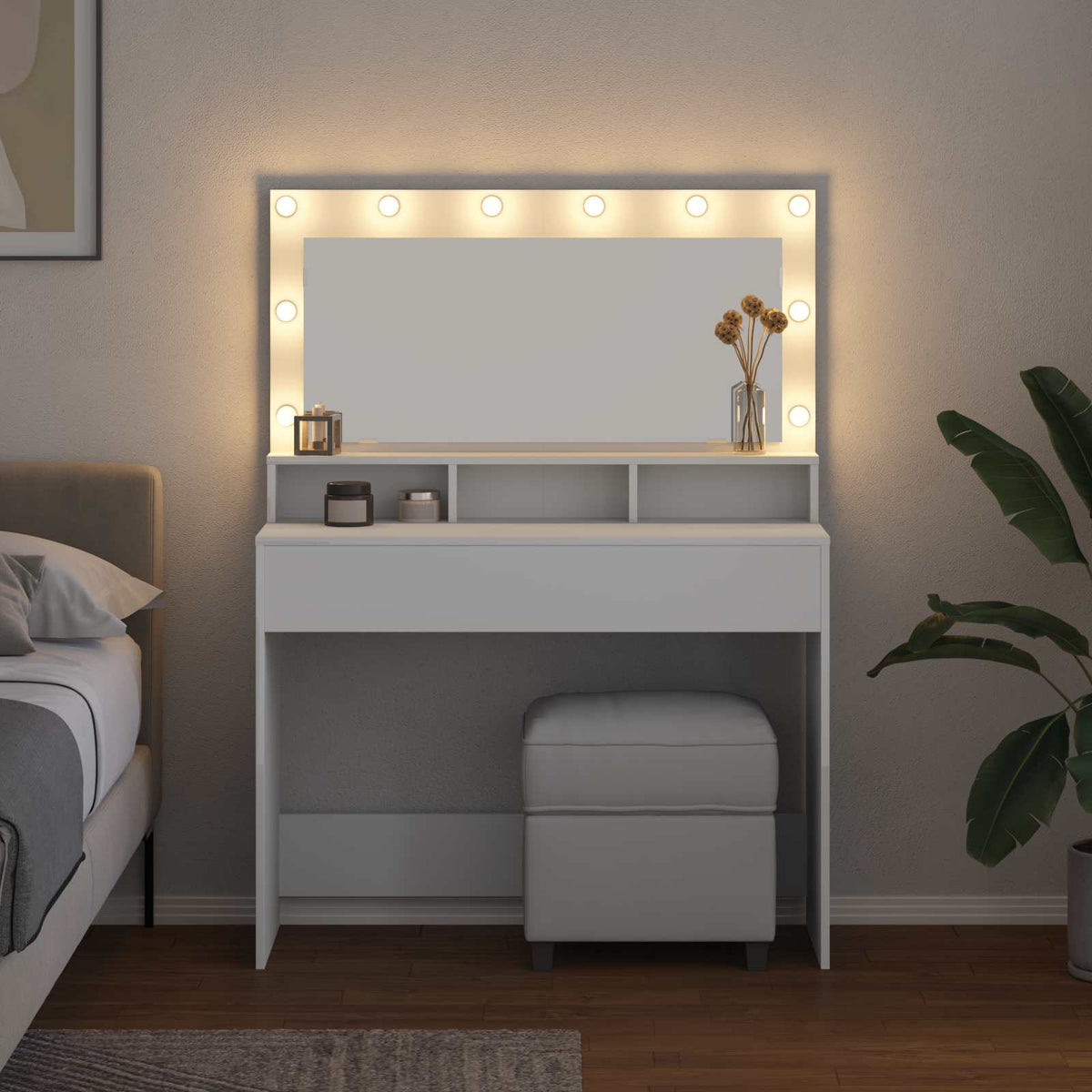 vidaXL Dressing Table White 100 x 41 x 135 cm Engineered Wood 4