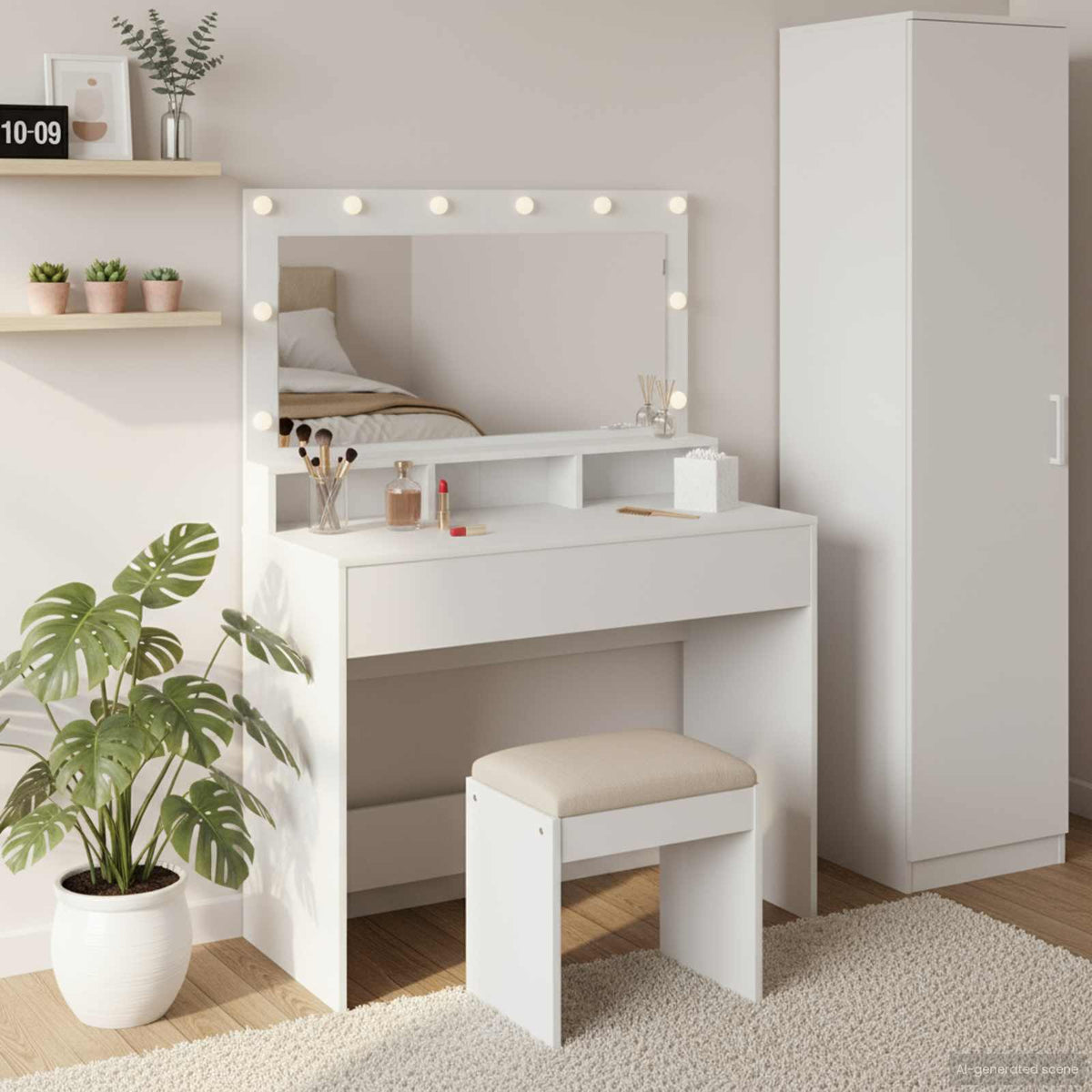 vidaXL Dressing Table White 100 x 41 x 135 cm Engineered Wood 1