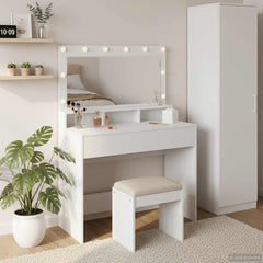 vidaXL Dressing Table White 100 x 41 x 135 cm Engineered Wood 1