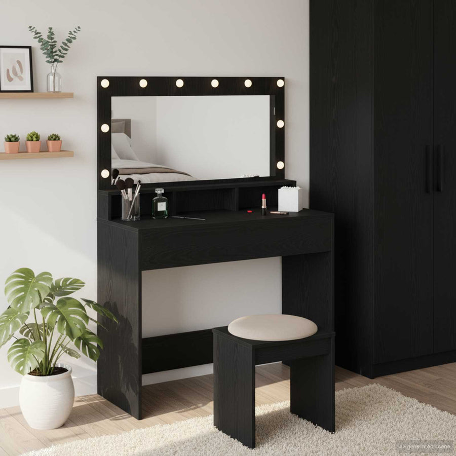 vidaXL Dressing Table Black Oak 100 x 41 x 135 cm Engineered Wood 1