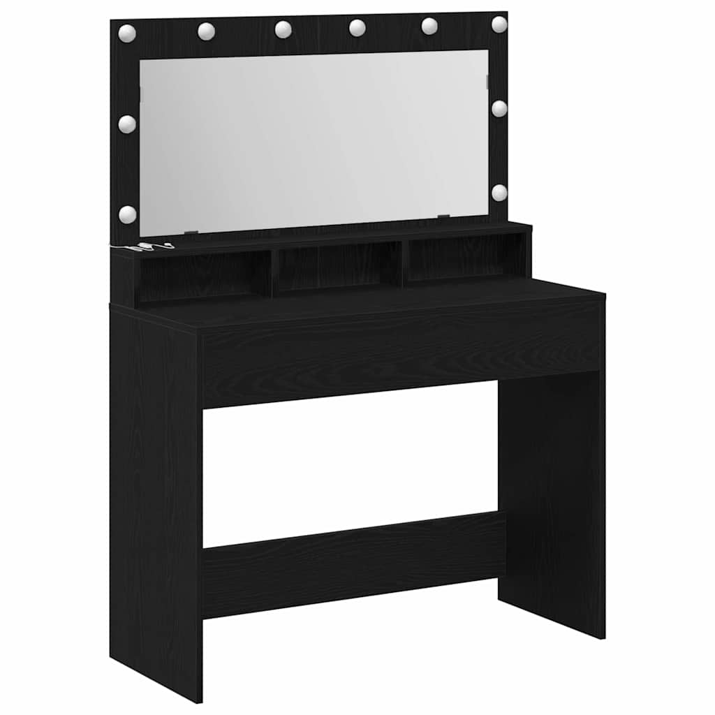 vidaXL Dressing Table Black Oak 100 x 41 x 135 cm Engineered Wood 2